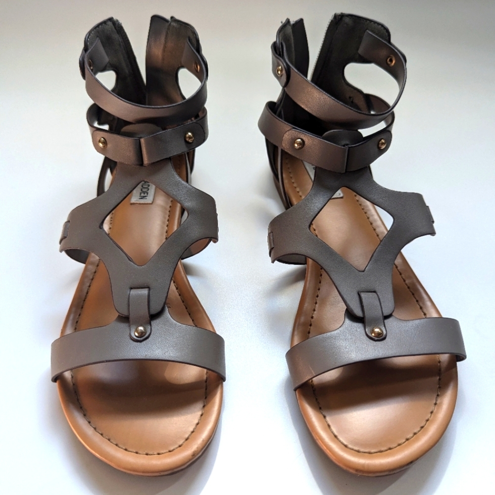 Steve Madden Gladiator Sandals Canelo Gray Sz 8
